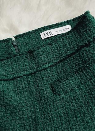 Зеленая твидовая мини юбка zara10 фото