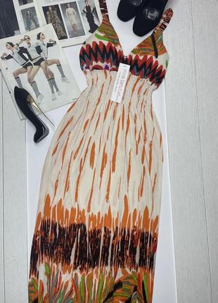 Новое длинное платье m l платье в абстрактный принт длинный сарафан летний с чашечками
