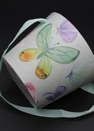 Коробки флористичні для квітів подарункові "метелики". колір салатовий. 16х13см