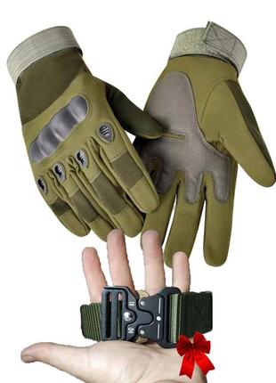 Тактический набор 2в1: ремень с металлической пряжкой олива 140 см + тактические...