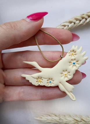 Подвеска на шею "журка" подвеска с лелекой ручной работы /журавлем кулон ручной работы