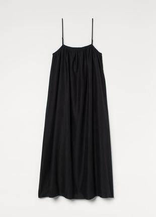 Нова.сукня з льону бавовни h&m voluminous linen blend dress solid black зі свіжих колекцій  size m1 фото