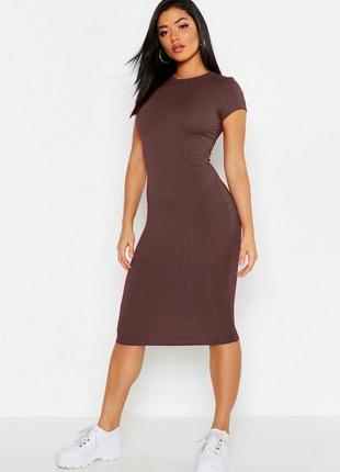 Облегающее платье в рубчик сиреневого цвета boohoo