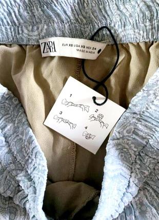 Крутые новые брюки палаццо zara с принтом пейсли,  жатка, с шортами, высокая посадка, на резинке9 фото