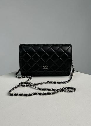 Сумка chanel classic wallet on chain black/silver (арт: 99364)