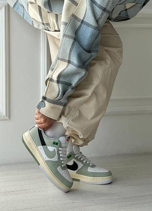 Жіночі кросівки в стилі nike air force 1 low найк форси / демісезонні / весняні, літні, осінні / шкіра / оливкові, білі, чорні