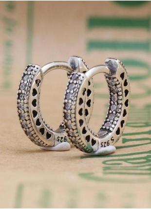 Срібні сережки кільця pandora