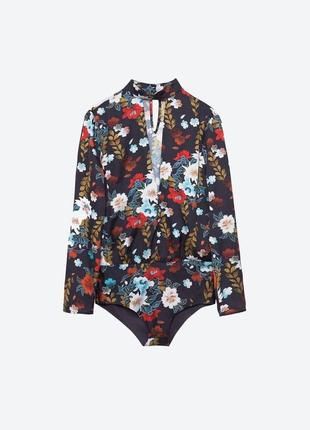 Блуза боди с цветочным принтом zara