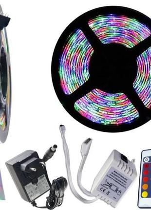 Rgb стрічка для кімнати вулиці 5 метрів, світлодіодна стрічка багатобарвна з керуванням з пульта 3528 rgb 5 м led4 фото
