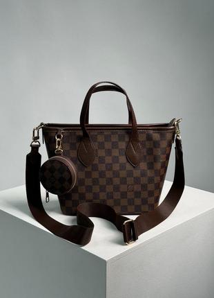 Louis vuitton small neverfull damier ebene canvas pm6 фото