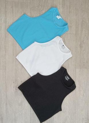 Топ майка женский новый черный белый голубой