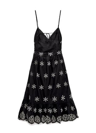 Невероятно красивое платье сарафан на брителях с вышивкой zara.