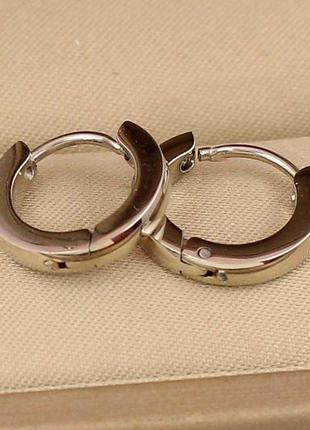 Серьги кольца хuping jewelry гладкие 1.4 см серебристые