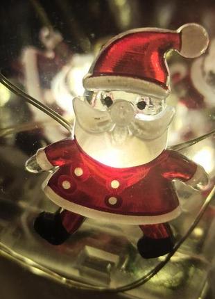 Новорічна світлодіодна гірлянда 2м 20led на батарейках, гірлянда на батарейках санта...