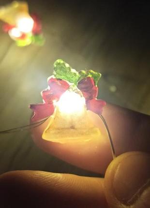 Новорічна світлодіодна гірлянда 2м 20led на батарейках, гірлянда на батарейках санта...