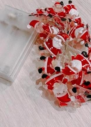 Новорічна світлодіодна гірлянда 2м 20led на батарейках, гірлянда на батарейках санта...