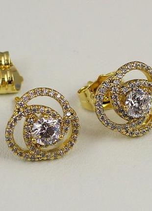 Серьги гвоздики xuping jewelry водоворот из фианитов 1,2 см лимонные