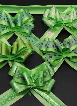 Бант-затяжка подарочный для упаковки из полипропиленовой ленты цвет зеленый. 7х13 см