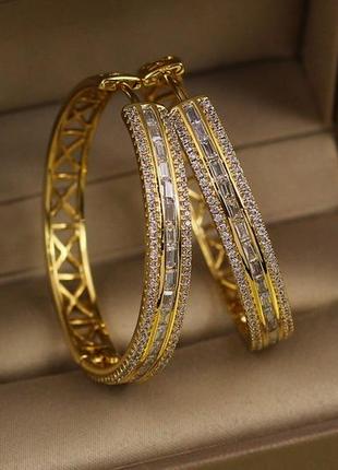 Серьги кольца xuping jewelry персей 3.5 см лимонное золото