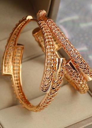 Сережки кільця хuping jewelry жасмин 4.7 см золотисті