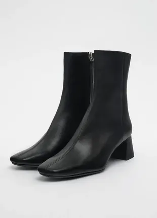 Кожаные ботинки сапоги zara