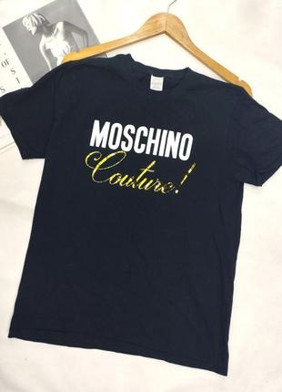 Футболка черная с лого moschino котон