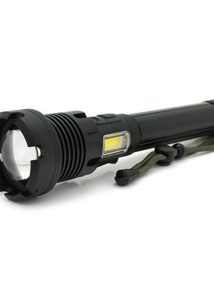 Фонарь ручной voltronic xhp90, 1led xhp90, 45w, боковой светодиод, 7 режима, zoom,2х18650/6200mah, black,