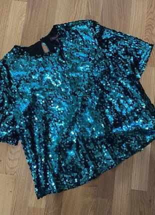 Блуза праздничная блестящая с пайетками primark