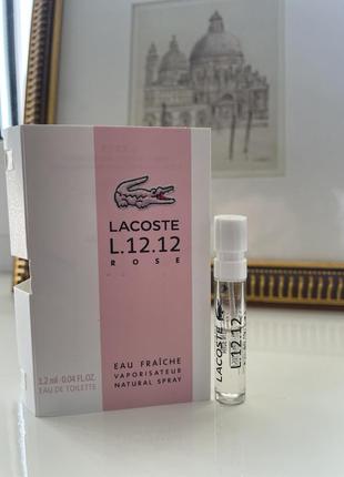 Пробник туалетна вода andriko lacoste l.12.12 rose eau fraiche 1.2 мл оригінал