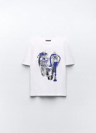 Металлизированная хлопковая футболка zara