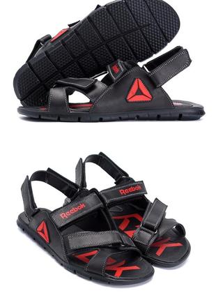 Чоловічі шкіряні сандалі з натуральної шкіри reebok на літо *с2 ч\красн*