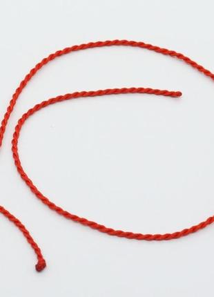 Красный шнурок на шею без застежки "косичка" без карабина 50 см. текстильный прочный ремешок  фурнитура 1 шт.