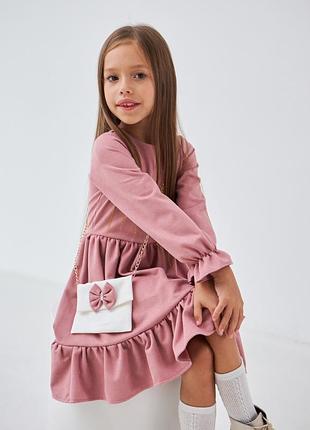Нарядное платье на девочку 3-8 лет 98-128 см замш3 фото