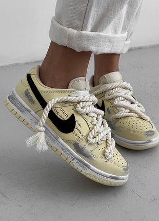 Жіночі кросівки в стилі nike sb dunk low найк данк / демісезонні / весняні, літні, осінні / шкіра / білі, жовті, чорні