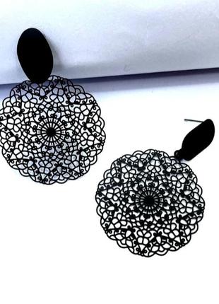 Мереживні сережки чорні