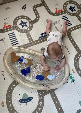 Развивающий интерактивный акваковрик с блестками