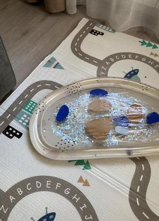 Развивающий интерактивный акваковрик с блестками