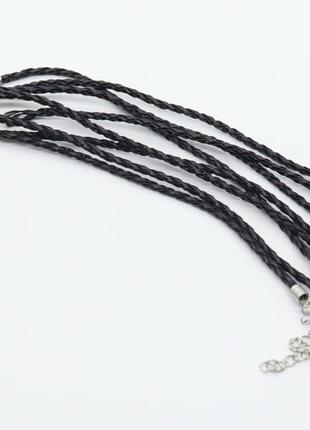 Браслет черный плетеный на застежке 23 см. заготовки под браслеты с карабином фурнитура для творчества