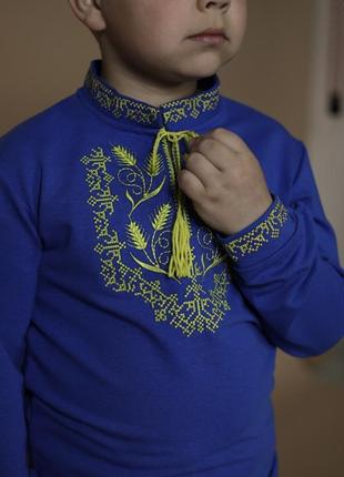 Вишиванка для хлопчика патріотична, вишиванка дитяча пшениця,