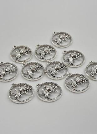 Підвіска "птахи" металева для створення браслетів колір античне срібло 23х20мм кулон для прикрас