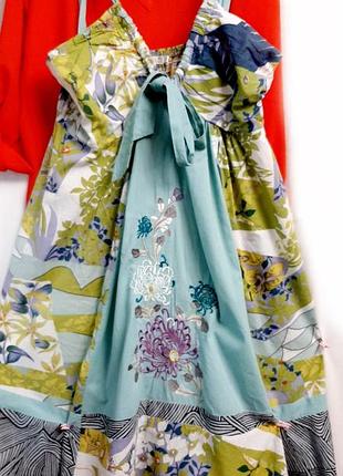 Платье сарафан  летнее хлопок зеленое с вышивкой  р 36-42