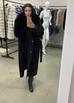 Женское пальто кашемир с натуральным мехом песца с 42 по 56 г.