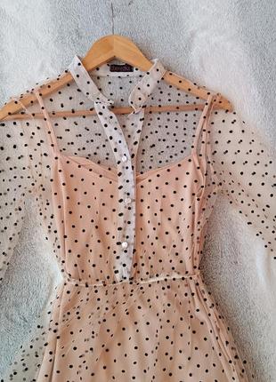 Платье двойка с сеточкой сверху