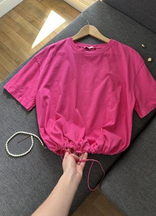 Оверсайз футболка знизу на резинці george колір фуксія