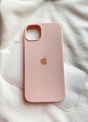 Новий чохол на айфон 14 плюс iphone 14 plus рожевий пудровий silicone case