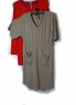 Платье из вискоза бежевое свободное р 36-40
