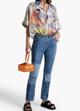 Женские джинсы пэчворк с высокой посадкой  sandro paris hani patchwork jeans