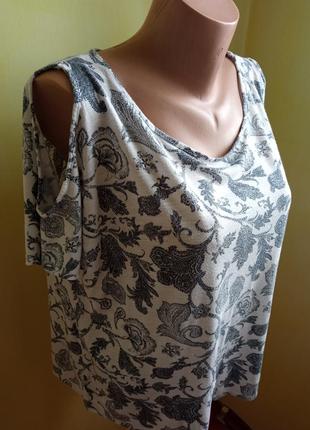 Женская одежда/ брендовая футболка с принтом 🩶 52/54 размер, вискоза