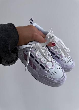 Женские кроссовки в стиле adidas adi2000 адидас / демисезонные / весенние, летние, осенние / кожа / белые, фиолетовые
