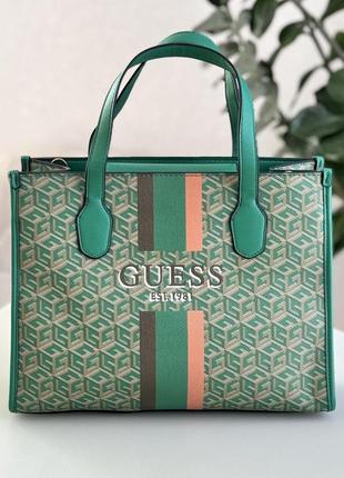 Женская сумка - шоппер guess зеленая